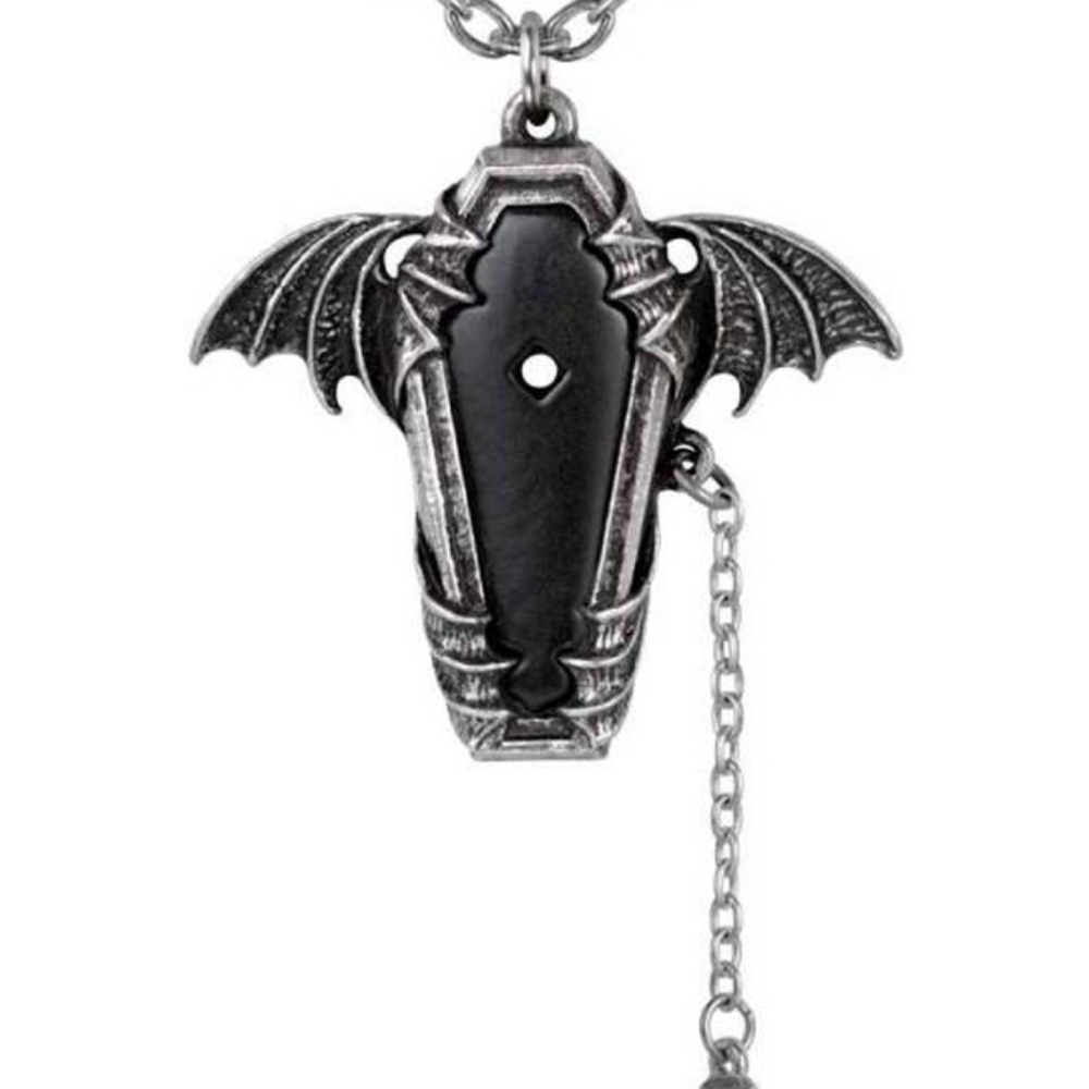 Eternal Sleep Winged Coffin Necklace by Alchemy Gothic